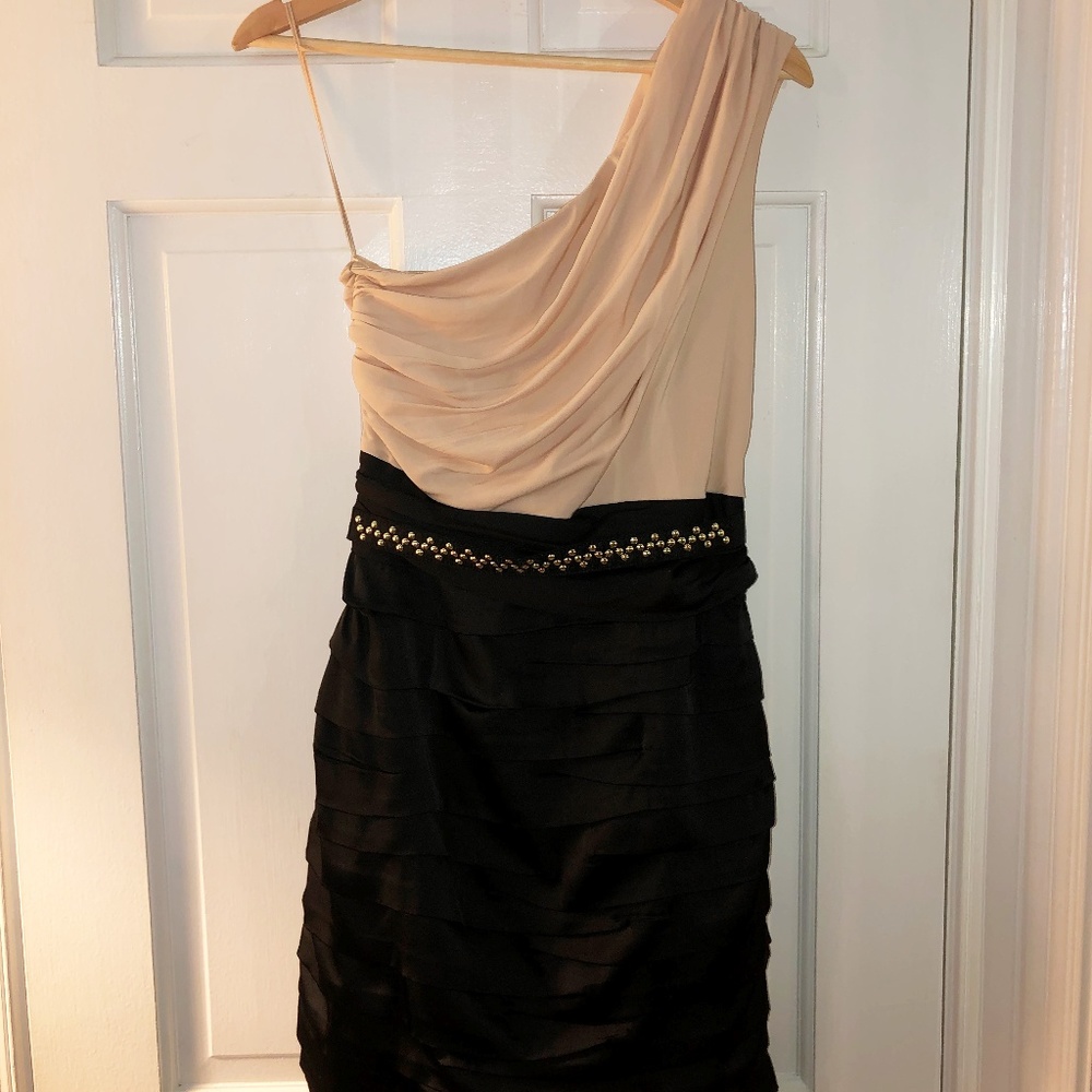 Express Color Blocking One Shoulder Dress